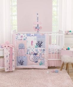 Set de cuna NoJo Mermaid Lagoon rosa, azul y blanco -