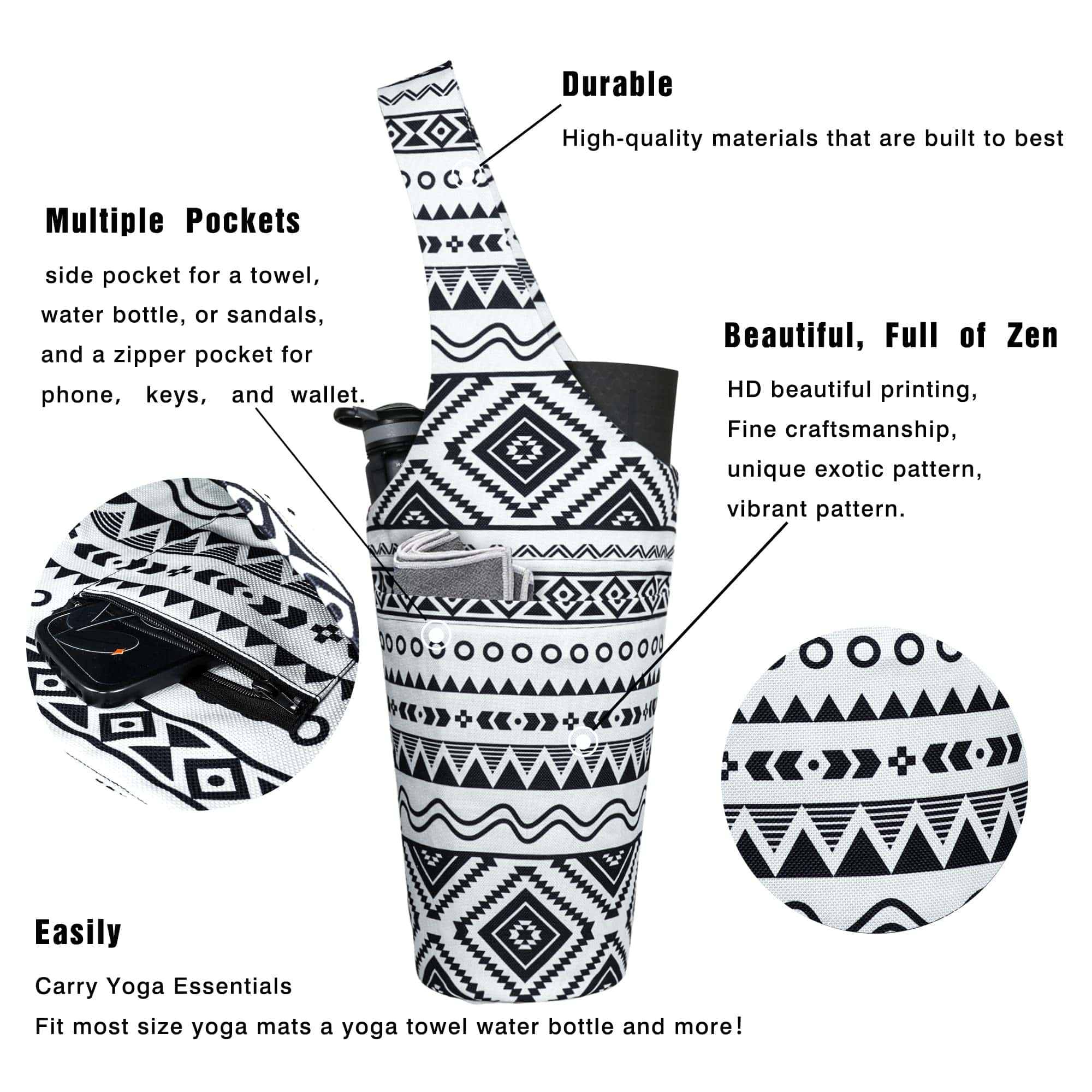 Bolso de Yoga para Tapete - Tote Largo con Bolsillos - Cabe - Imagen 3