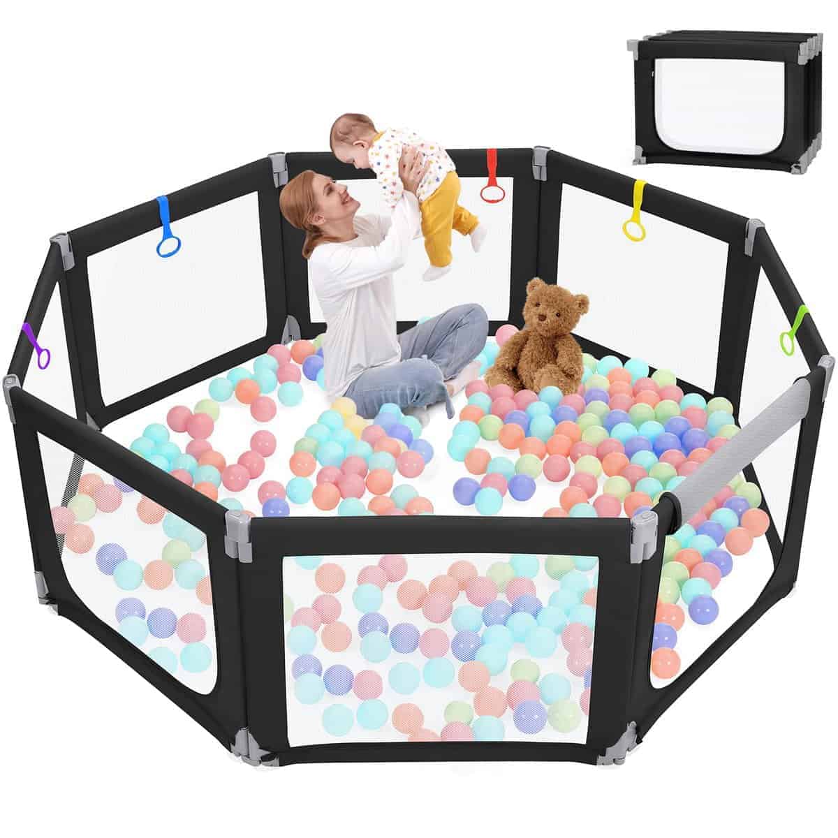 Corral para Bebés Plegable Kidirect, 71"�69" Gran Corral