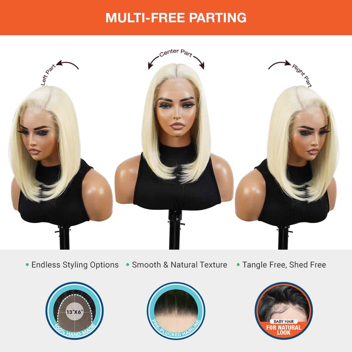 Pelucas de Encaje Frontal 13X6 HD GLAM21USA Recta Bob de - Imagen 5