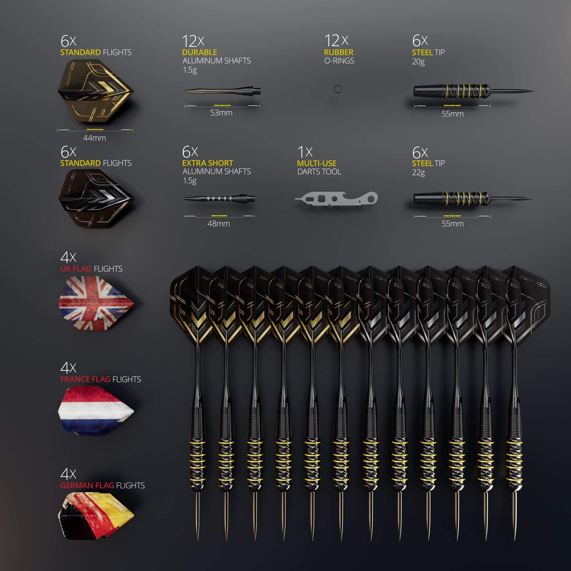 CC-Exquisite Juego de 12 dardos profesionales de punta de - Imagen 4