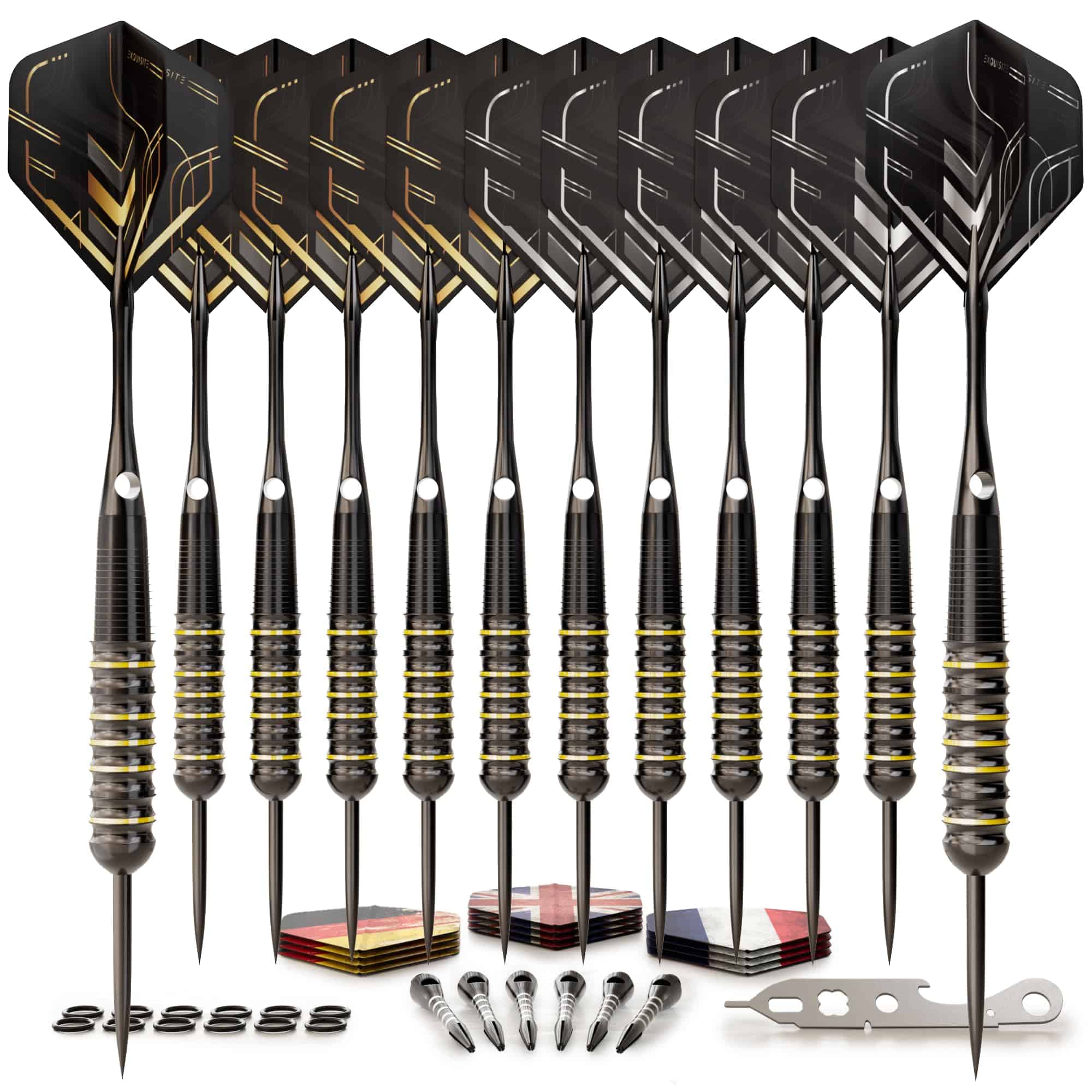 CC-Exquisite Juego de 12 dardos profesionales de punta de