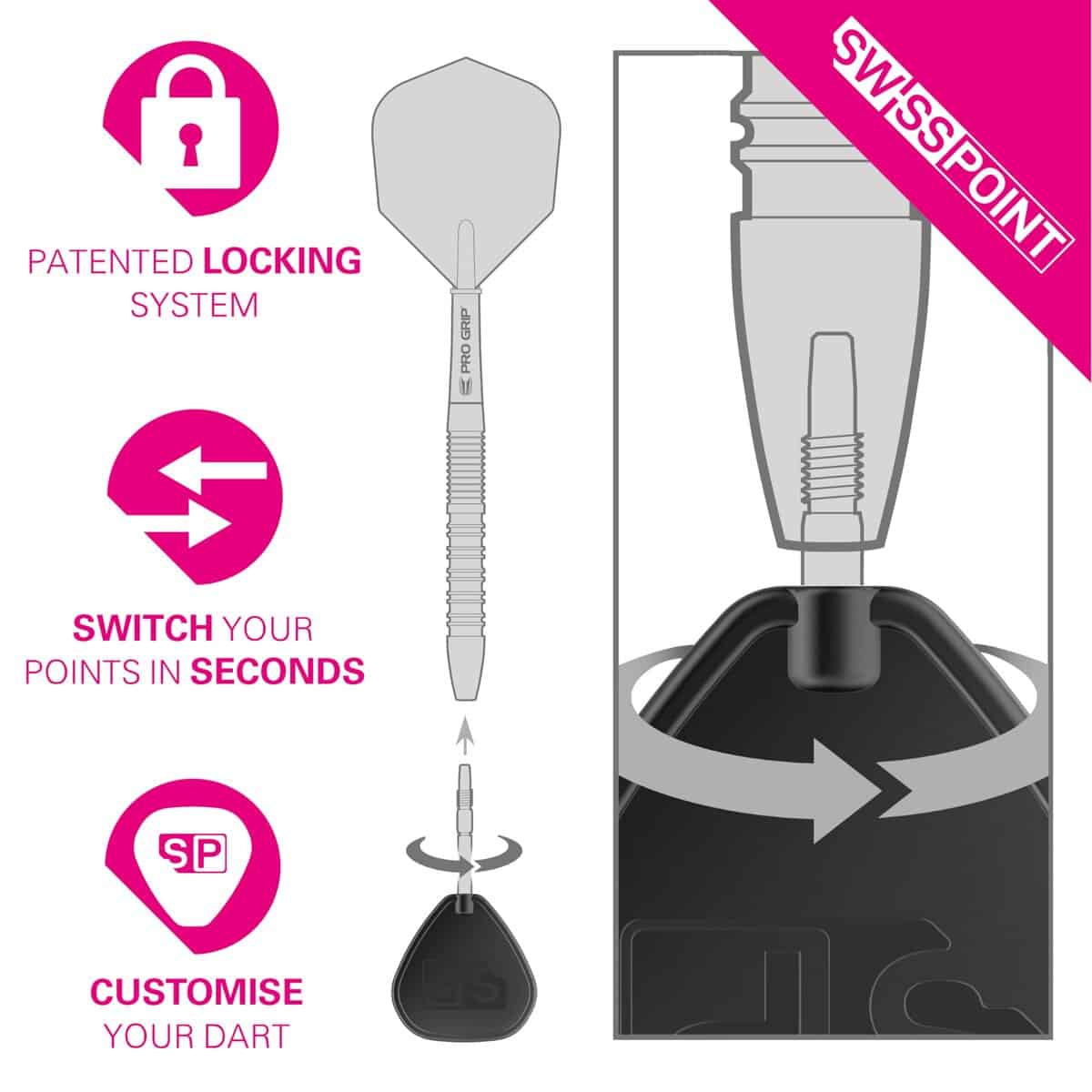 TARGET Darts Swiss Point Storm Darts Points (Dorado, 30mm) - Imagen 6