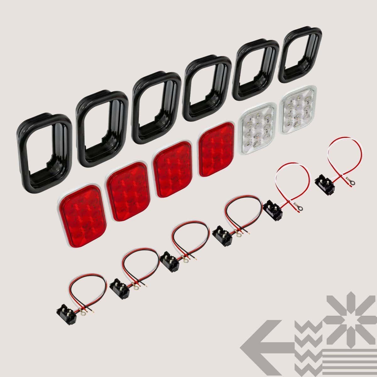 Juego de 4 luces traseras LED rectangulares rojas y 2 - Imagen 9