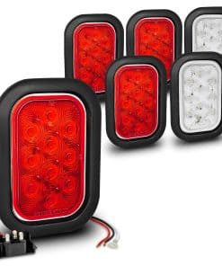 Juego de 4 luces traseras LED rectangulares rojas y 2