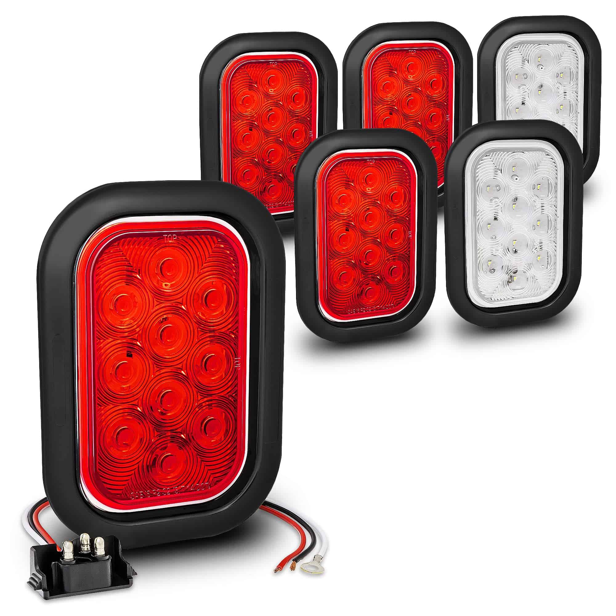 Juego de 4 luces traseras LED rectangulares rojas y 2