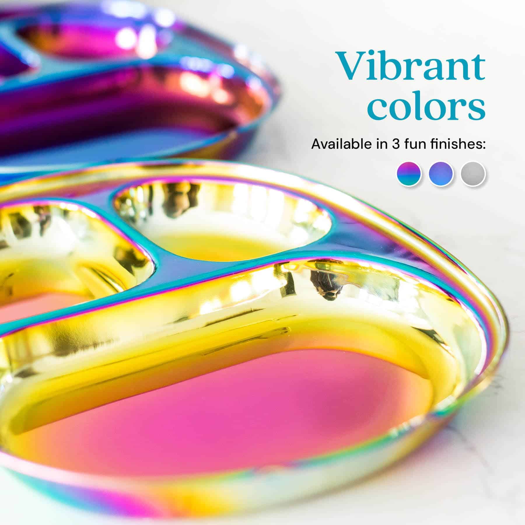 Platos de acero inoxidable Ahimsa para -Arcoíris / 4 Platos - Imagen 5