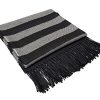 Manta de Bebé 100% Alpaca Negra con Rayas Grises