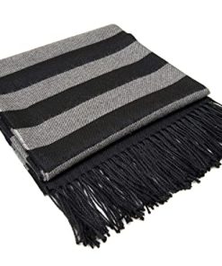 Manta de Bebé 100% Alpaca Negra con Rayas Grises