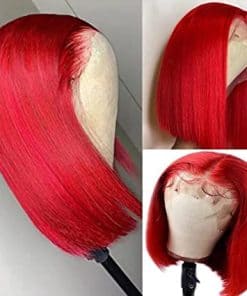 Pelucas de Encaje Frontal Bob Rojo Cabello Humano