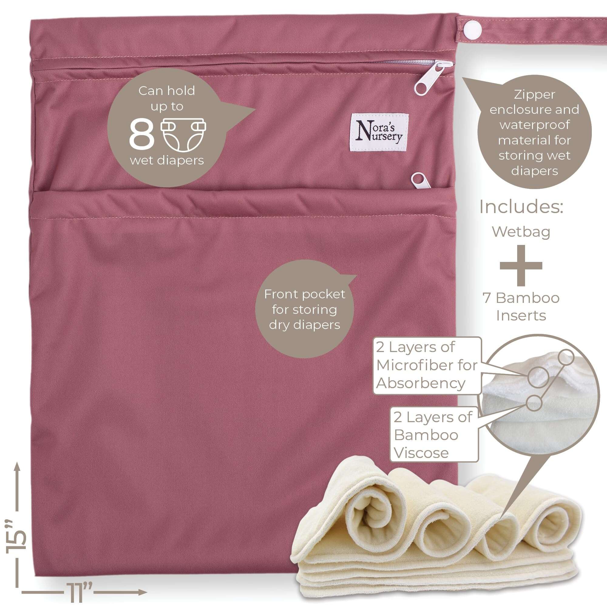 Pañales de Tela de Nora's Nursery 7 Pack con 7 -Ballet Zapat - Imagen 7