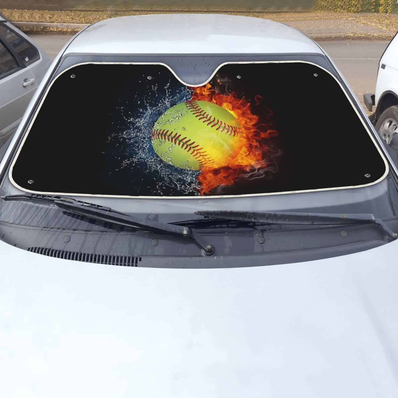 Parasol de parabrisas para automóvil con diseño de béisbol - Imagen 5