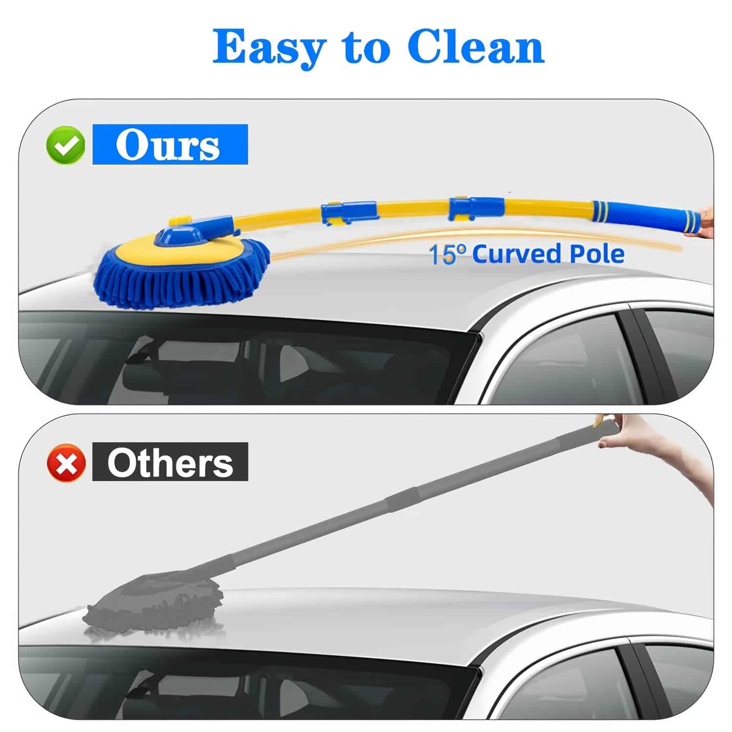 MVEQRRN Upgrade Cepillo de Lavado de Coches con Mango - Imagen 5