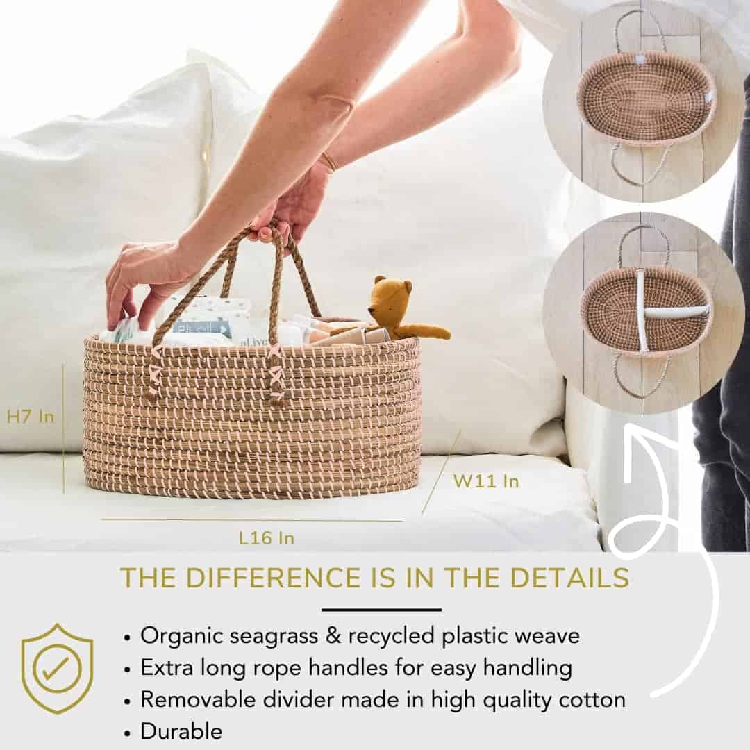 Organizador de pañales para bebé BEBE BASK Premium Pink - - Imagen 4