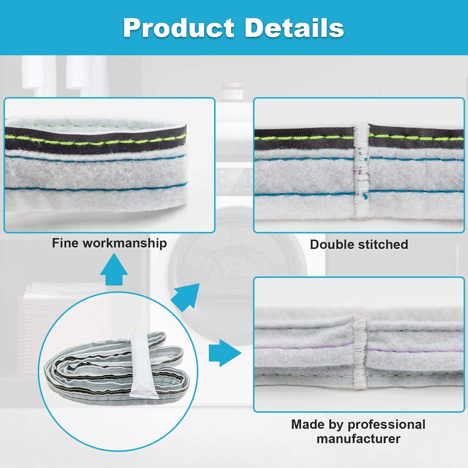 Sello de fieltro trasero mejorado W10612022 para secadora - - Imagen 4