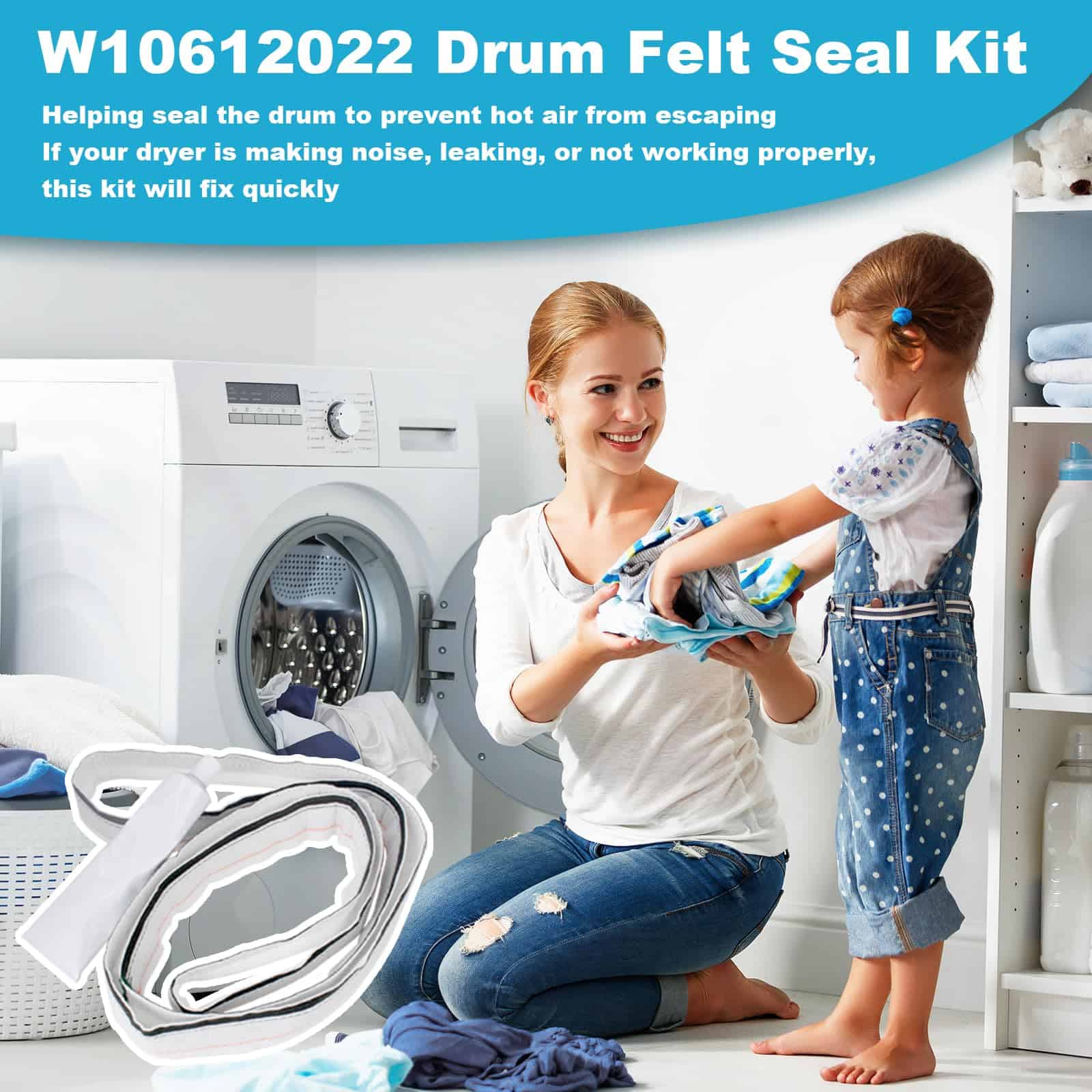 Sello de fieltro trasero mejorado W10612022 para secadora - - Imagen 7