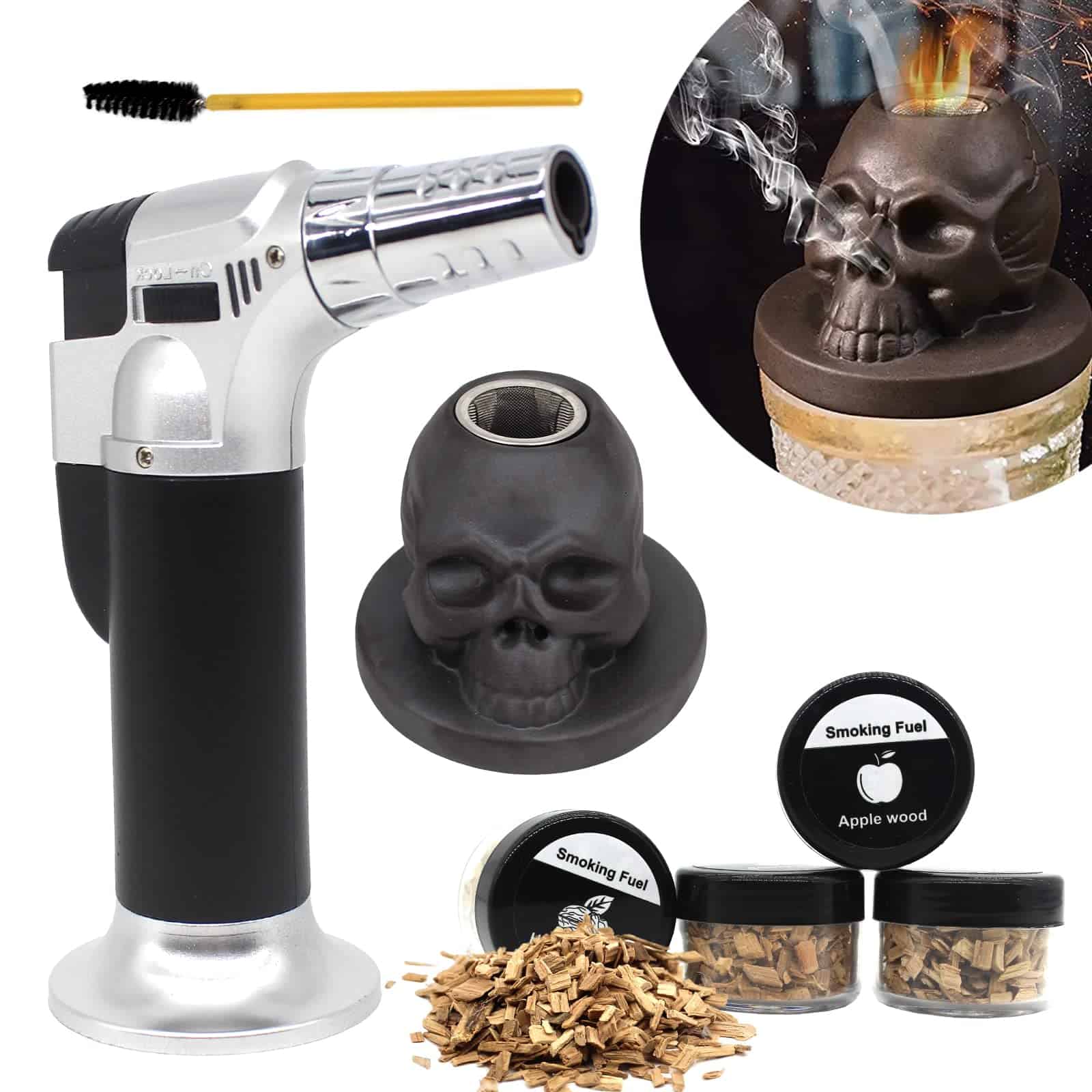 Kit de Fumador de Cócteles de Calavera TUSAUW con 4 Chips