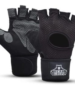 Guantes de levantamiento de pesas Bear Grips -Negro soporte