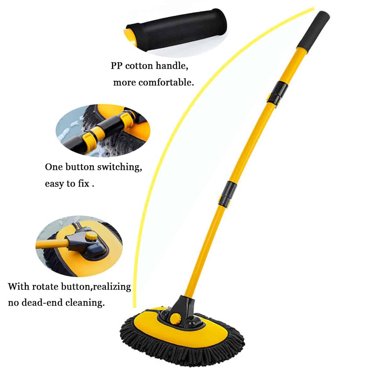 Cepillo de Lavado de Coches BMLEI con Mango Largo, Manopla - Imagen 3