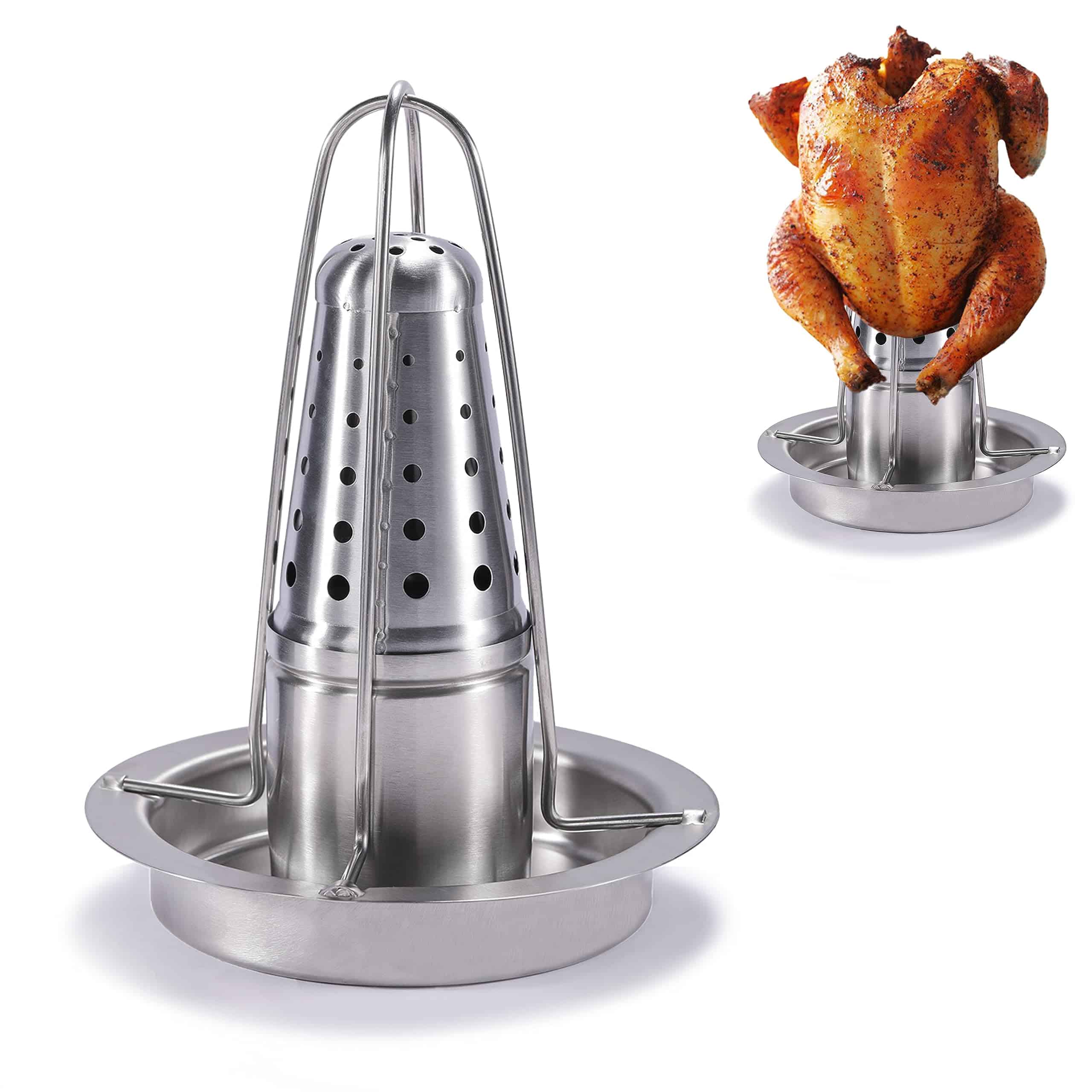 Soporte para pollo de cerveza AMOZO para parrilla y