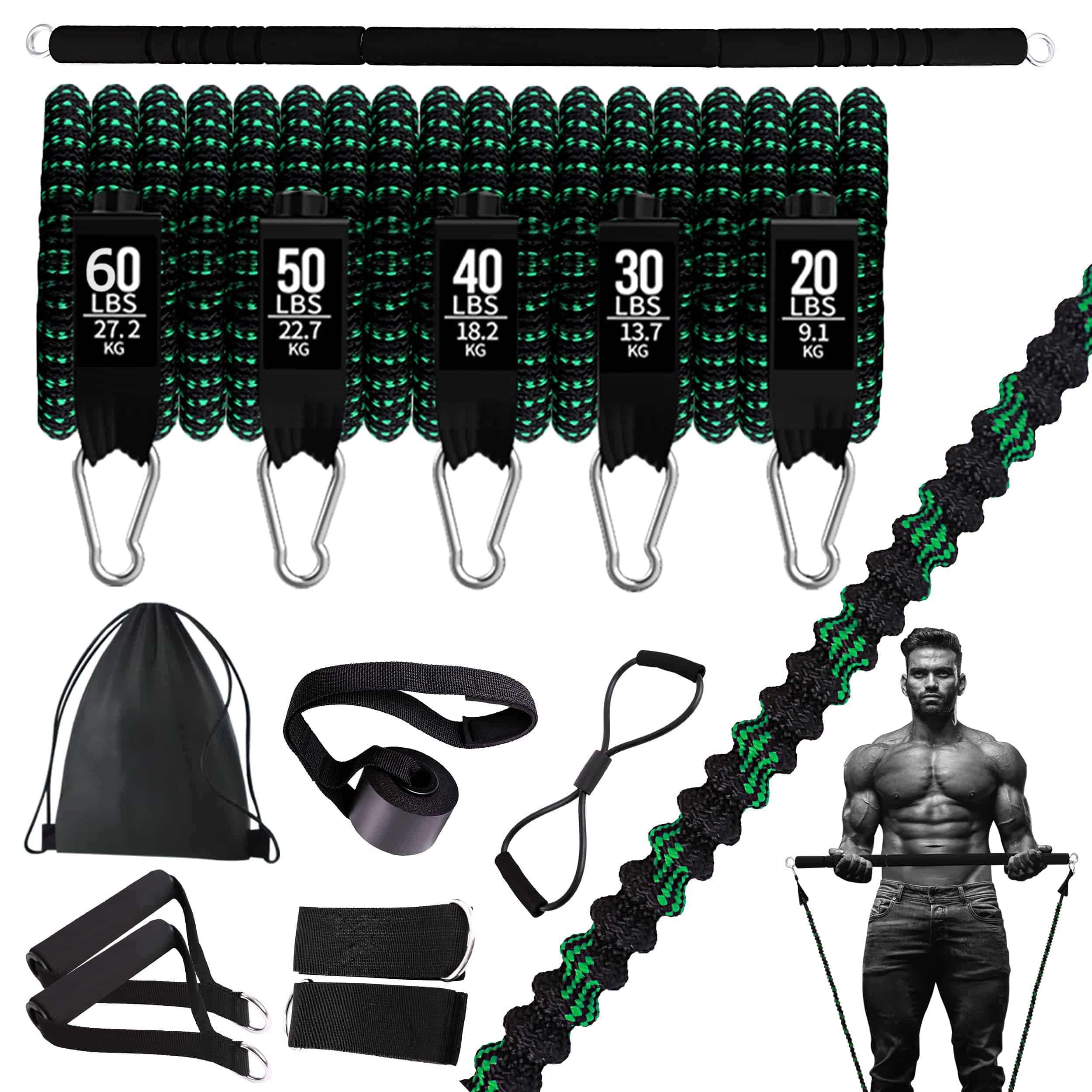 Kit de Barra de Pilates KRIXAM con Bandas de Resistencia