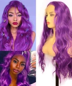 Pelucas de Encaje Morado BLUPLE Onduladas Largas de 22