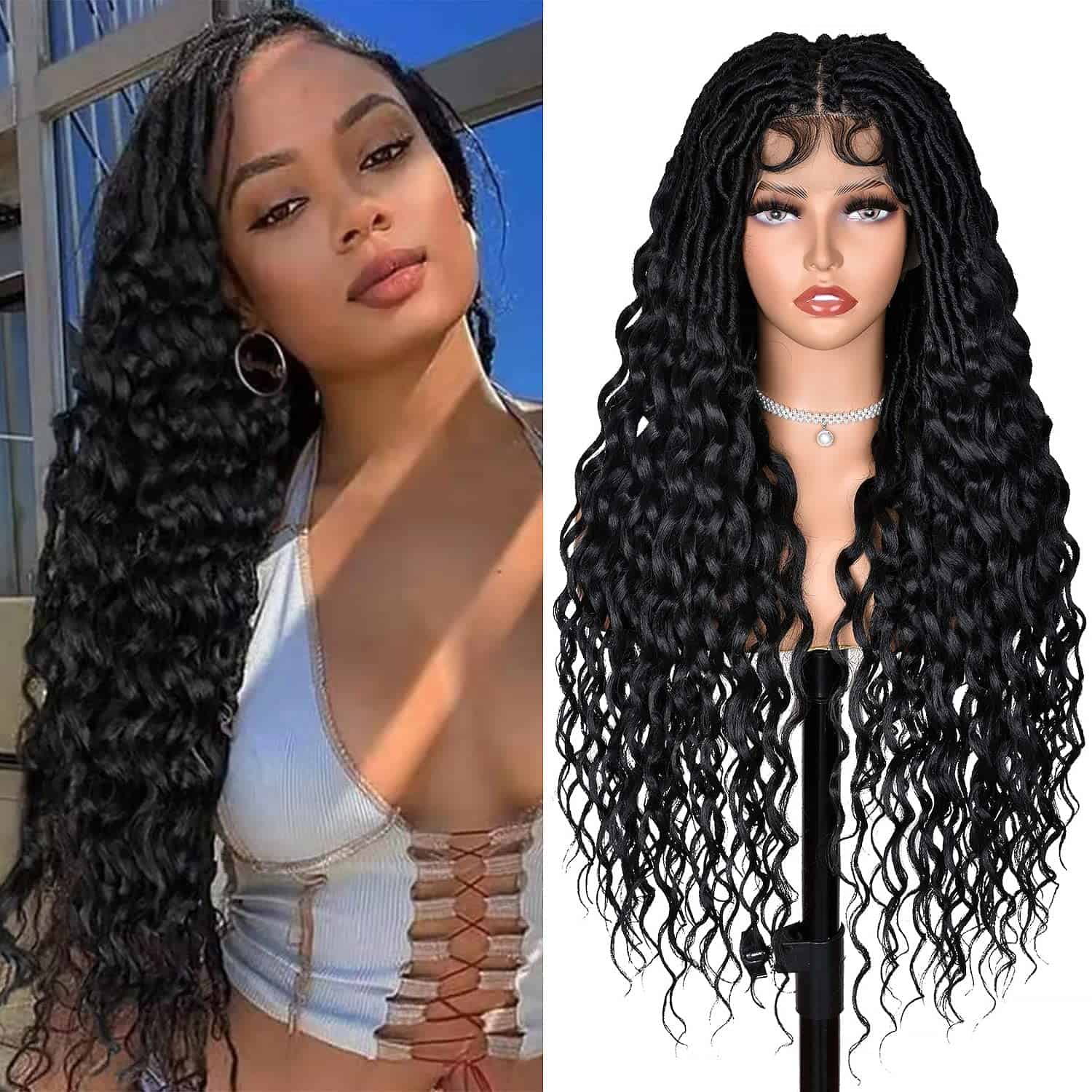 Pelucas trenzadas de encaje completo Faux Locs Sweece para