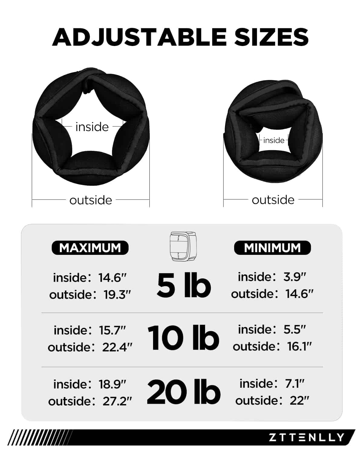 Pesas de Tobillo Ajustables para Mujeres, -Negro - Imagen 4