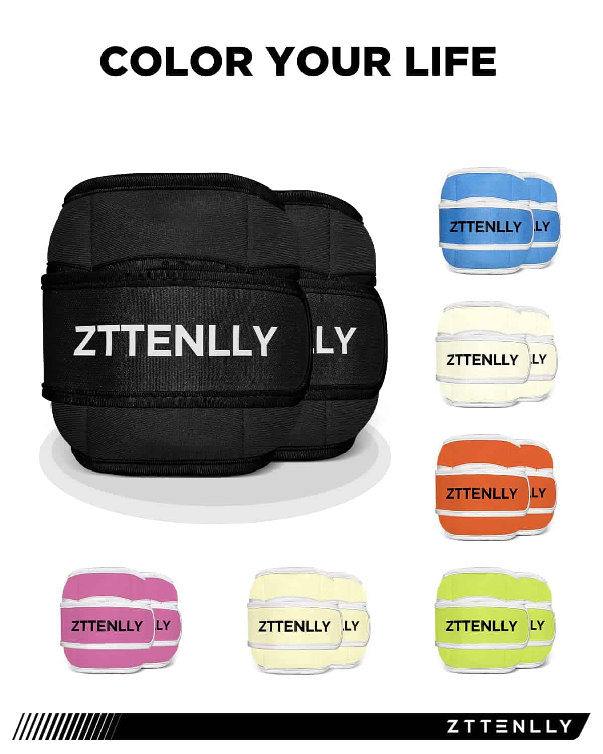 Pesas de Tobillo Ajustables para Mujeres, -Negro - Imagen 5