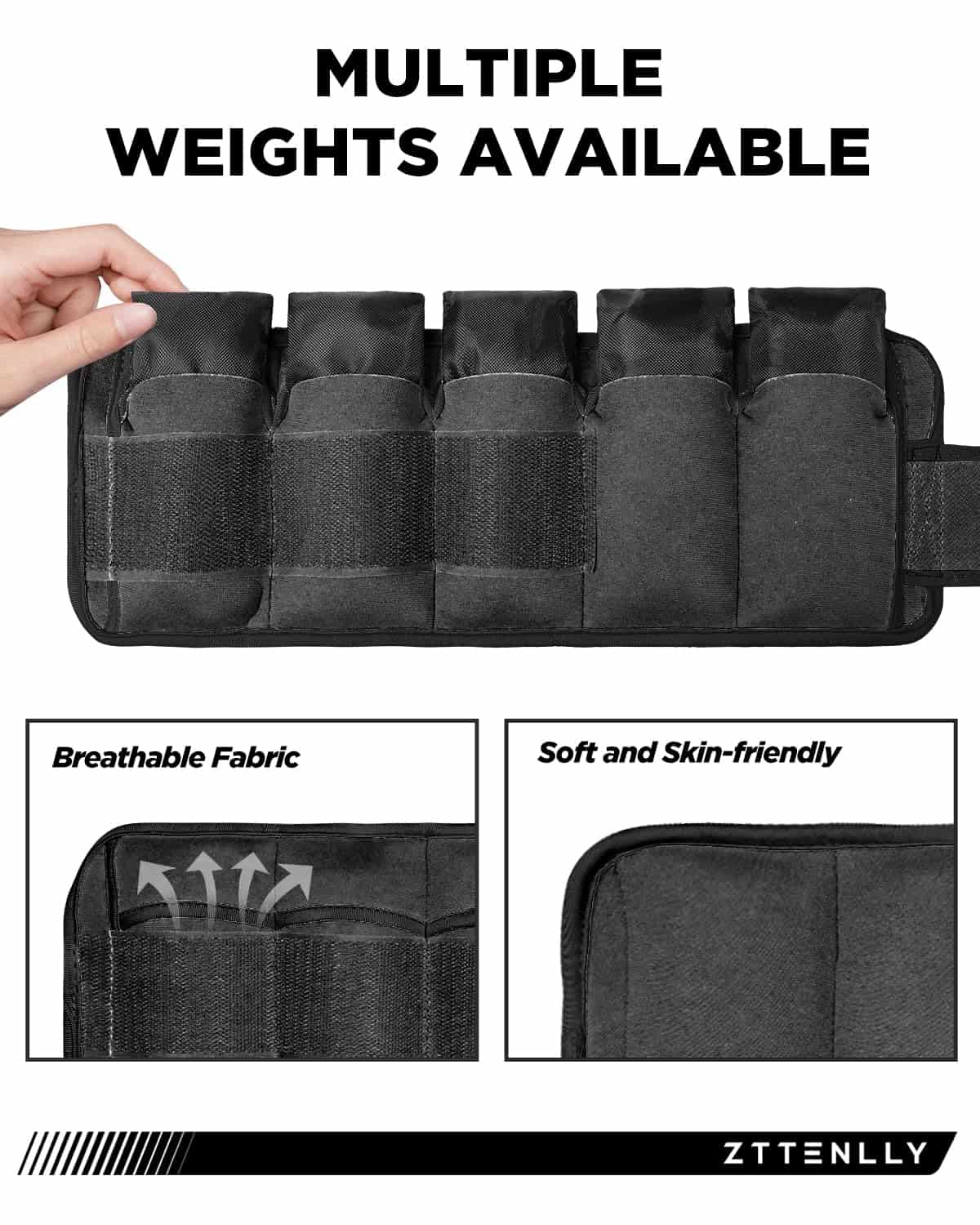 Pesas de Tobillo Ajustables para Mujeres, -Negro - Imagen 7