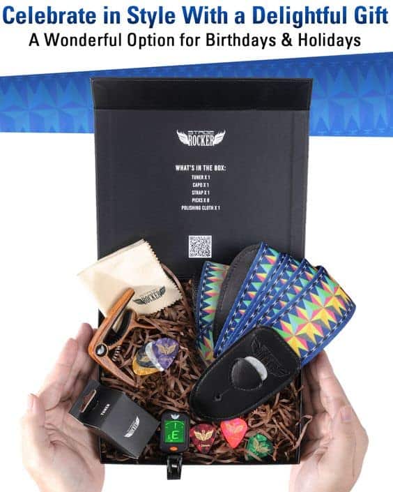 Caja de regalo de accesorios de guitarra Stage -Azul y naran - Imagen 4