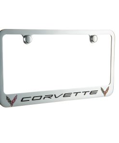 Marco de matrícula cromado de dos logotipos de Corvette C8,