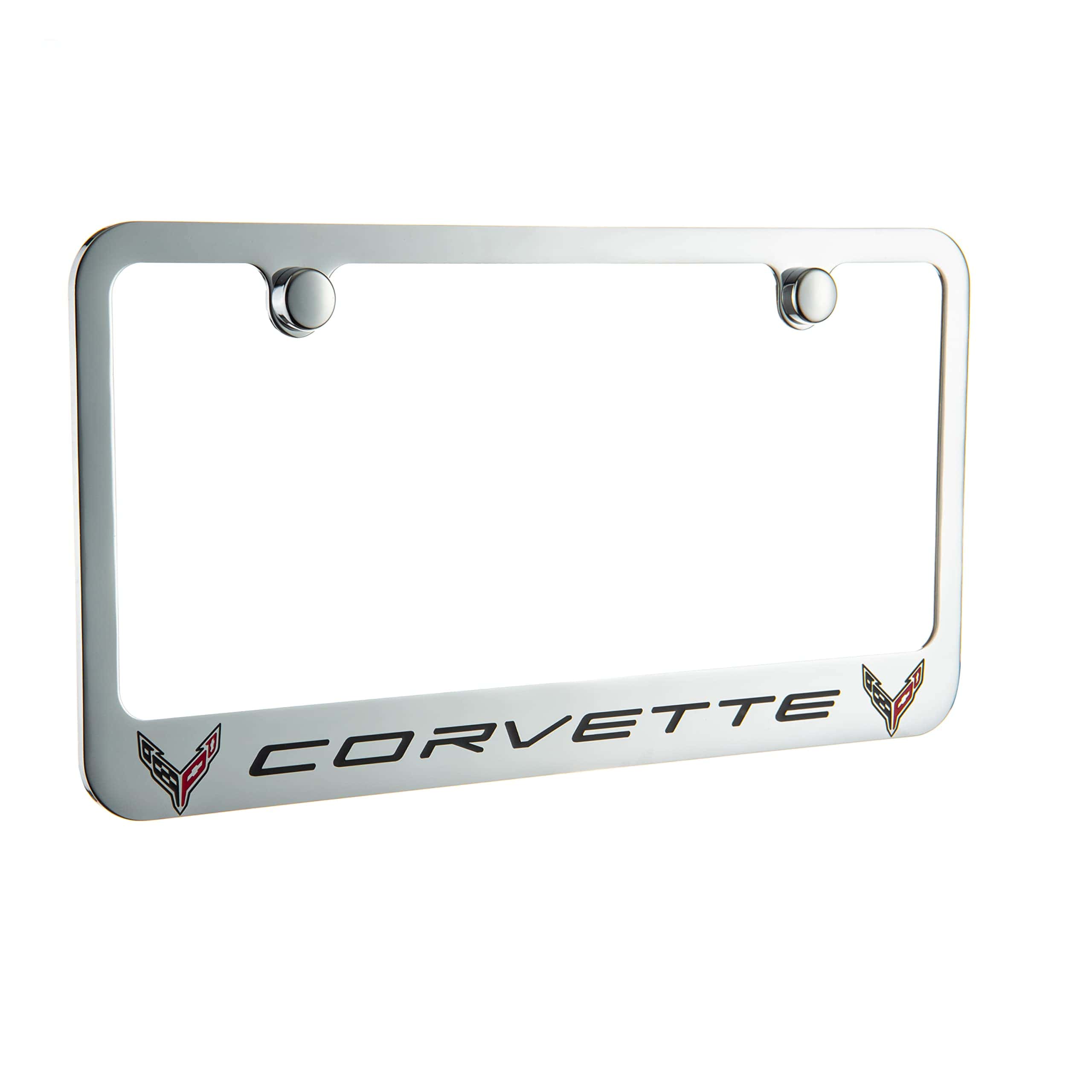 Marco de matrícula cromado de dos logotipos de Corvette C8,