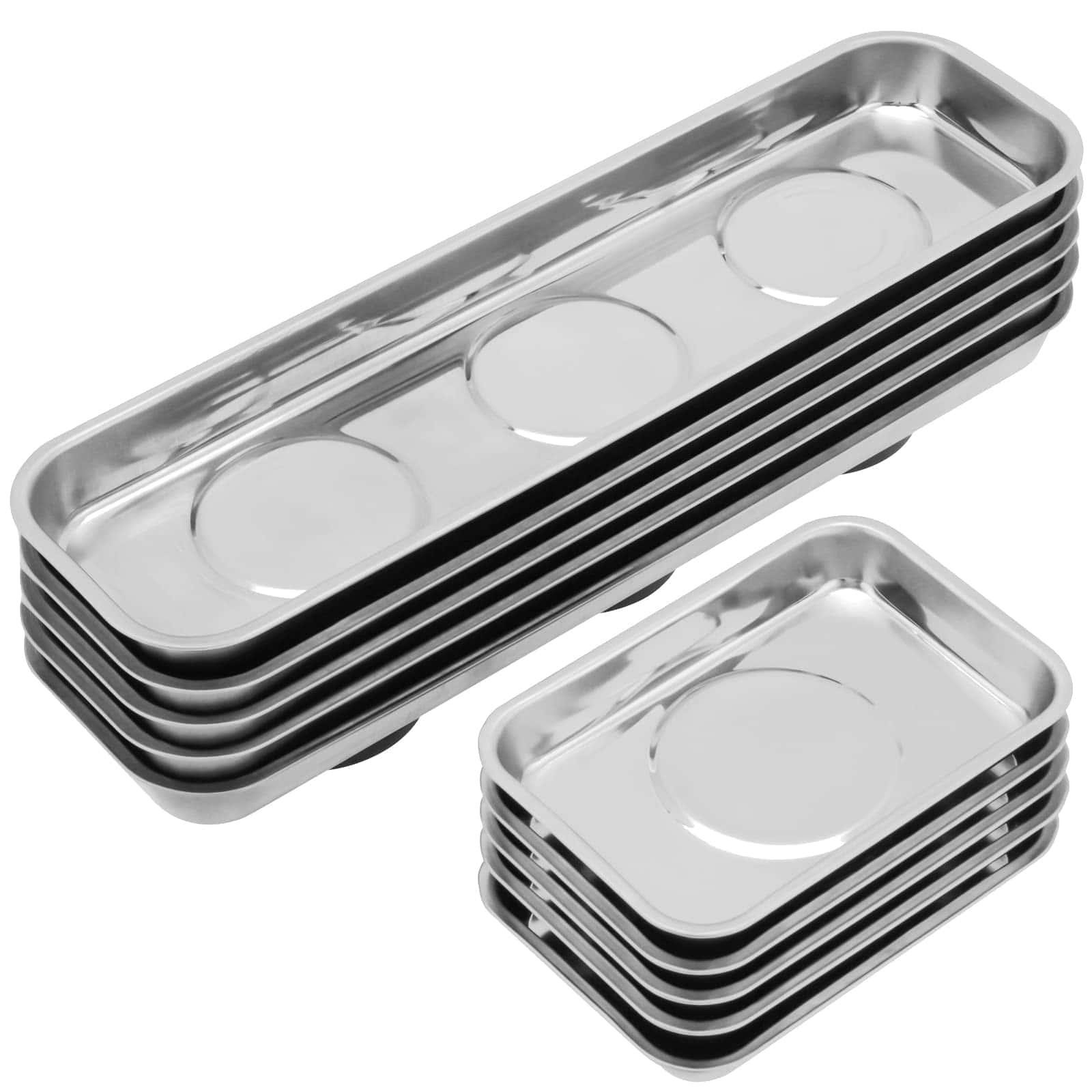 KEILEOHO 10 PCS Bandejas Magnéticas Rectangulares de Acero