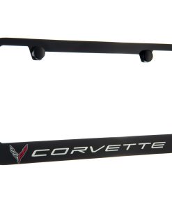 Marco de Placa de Licencia Negro con Logo Corvette C8 1