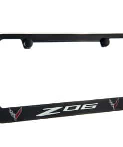 Marco de placa de licencia negro con 2 logotipos de