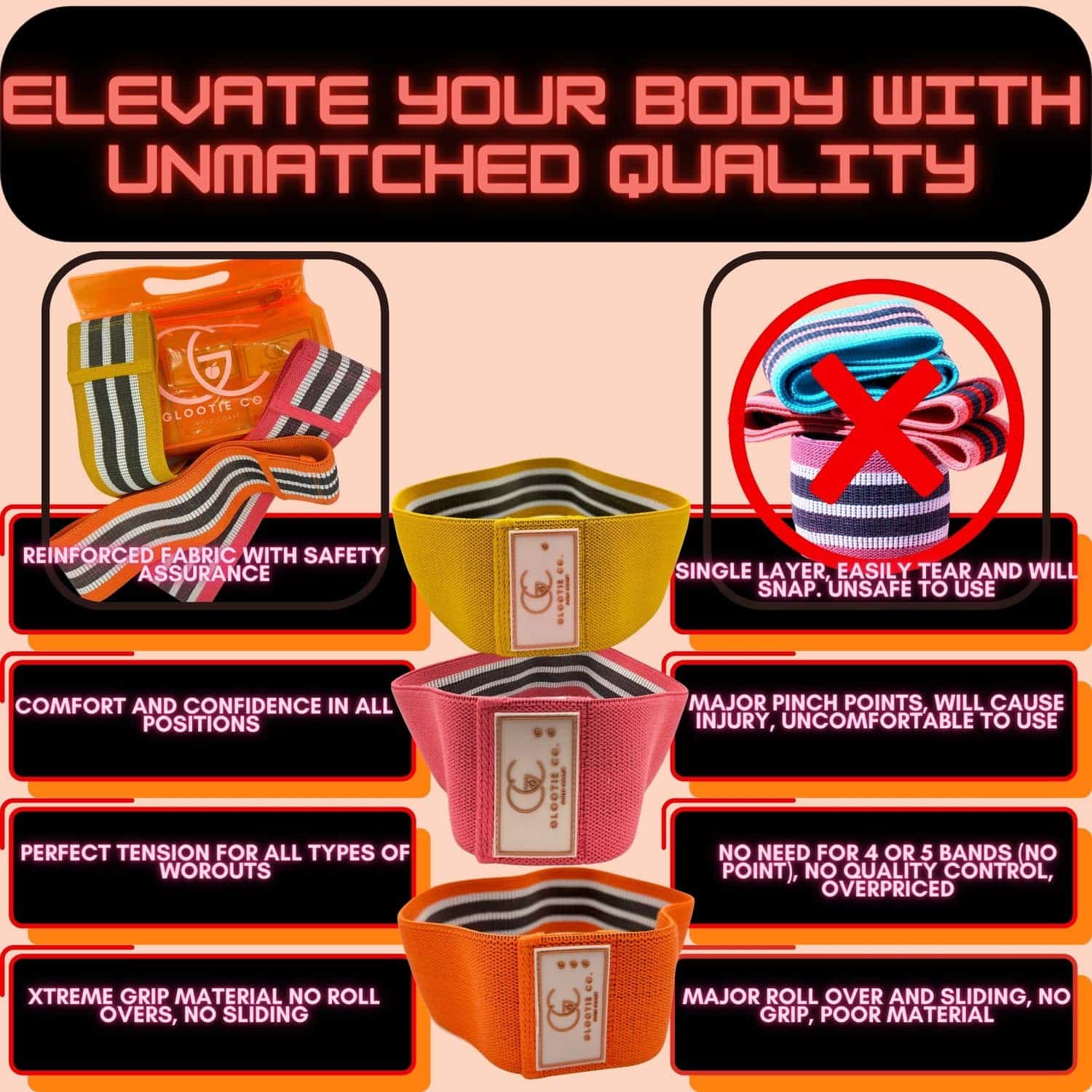 Bandas de resistencia de tela para entrenar - Conjunto de - Imagen 3