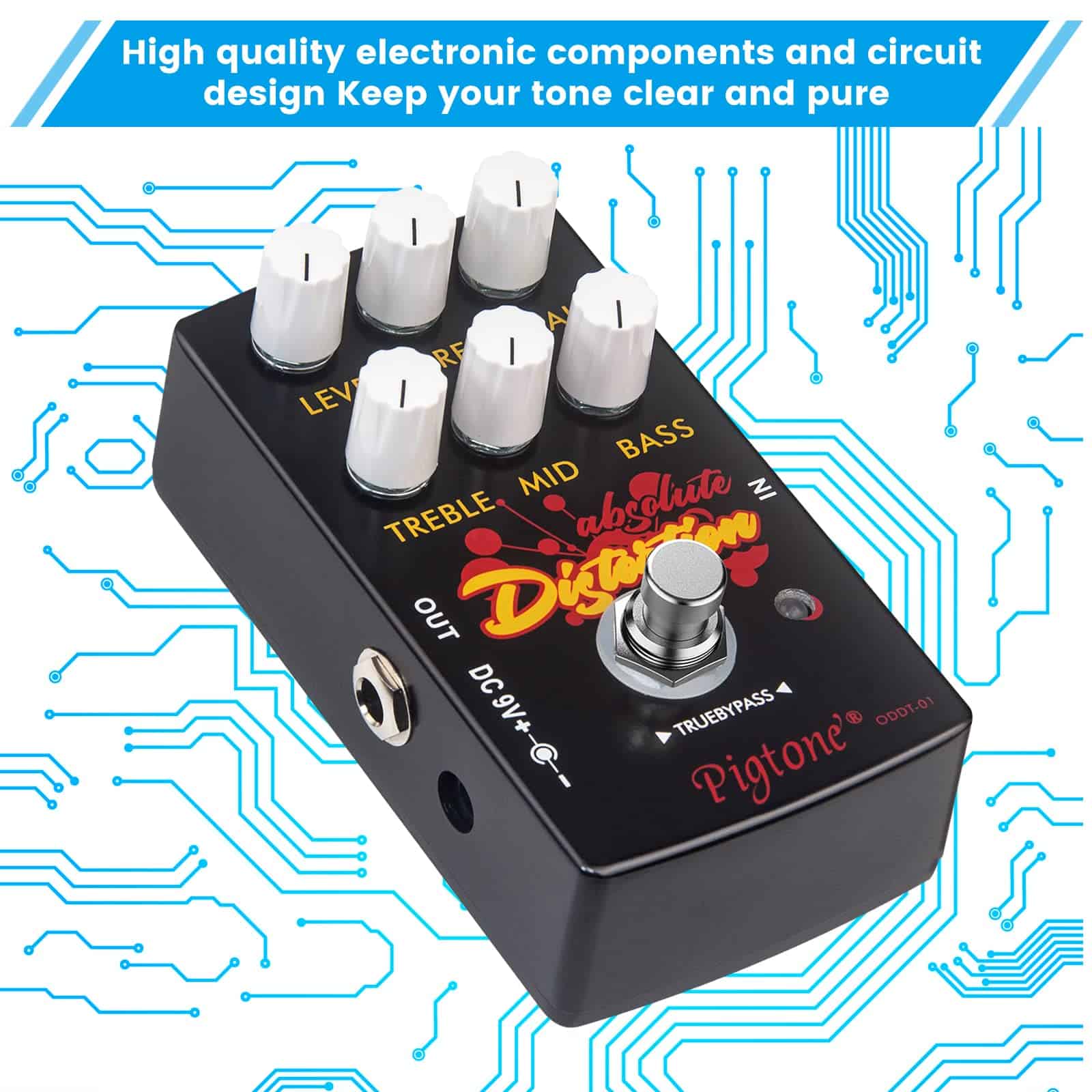 Pedal de Efecto para Guitarra Overdrive Distorsión pigtone - Imagen 3