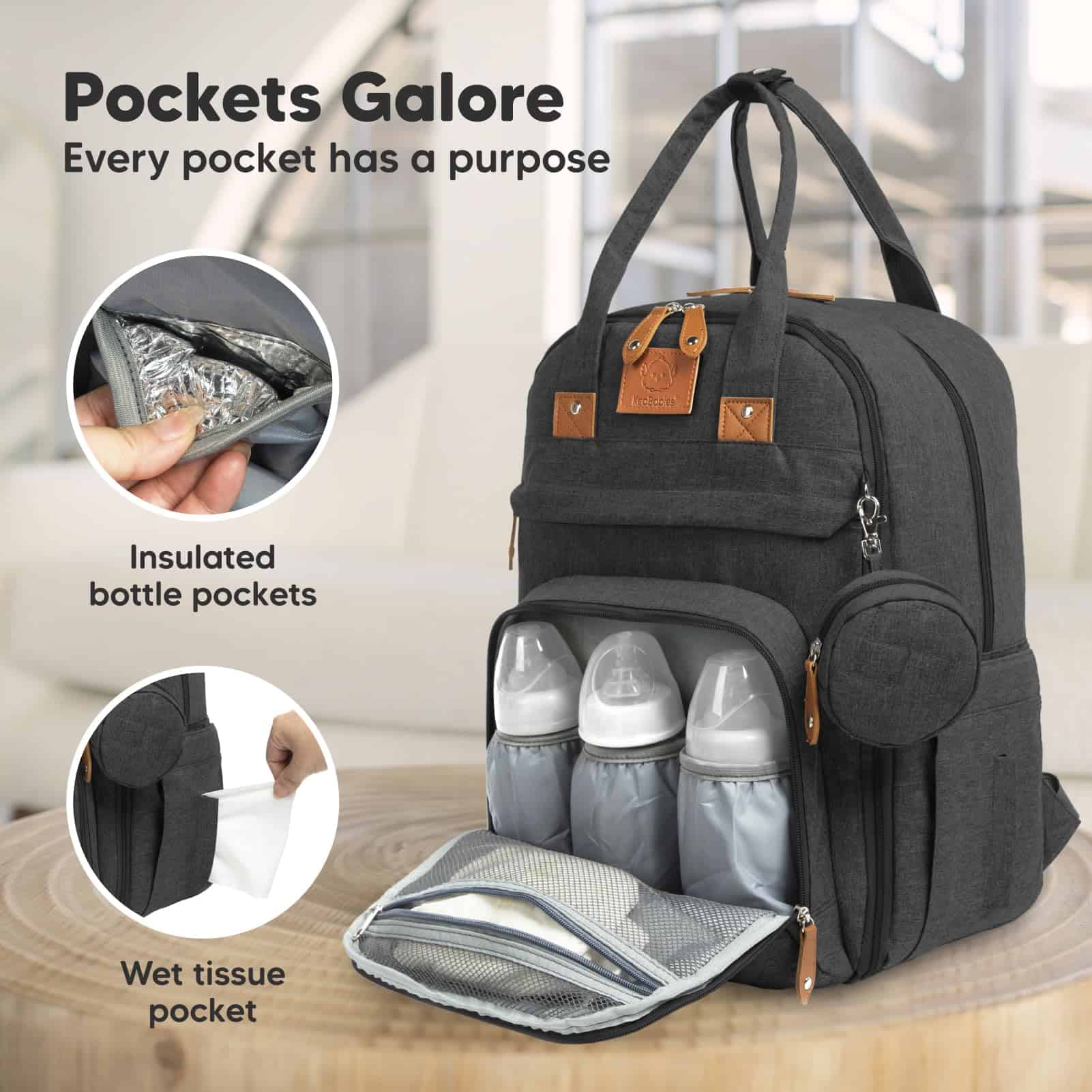 Mochila para pañales KeaBabies, Bolsa de pañales para bebé - Imagen 4