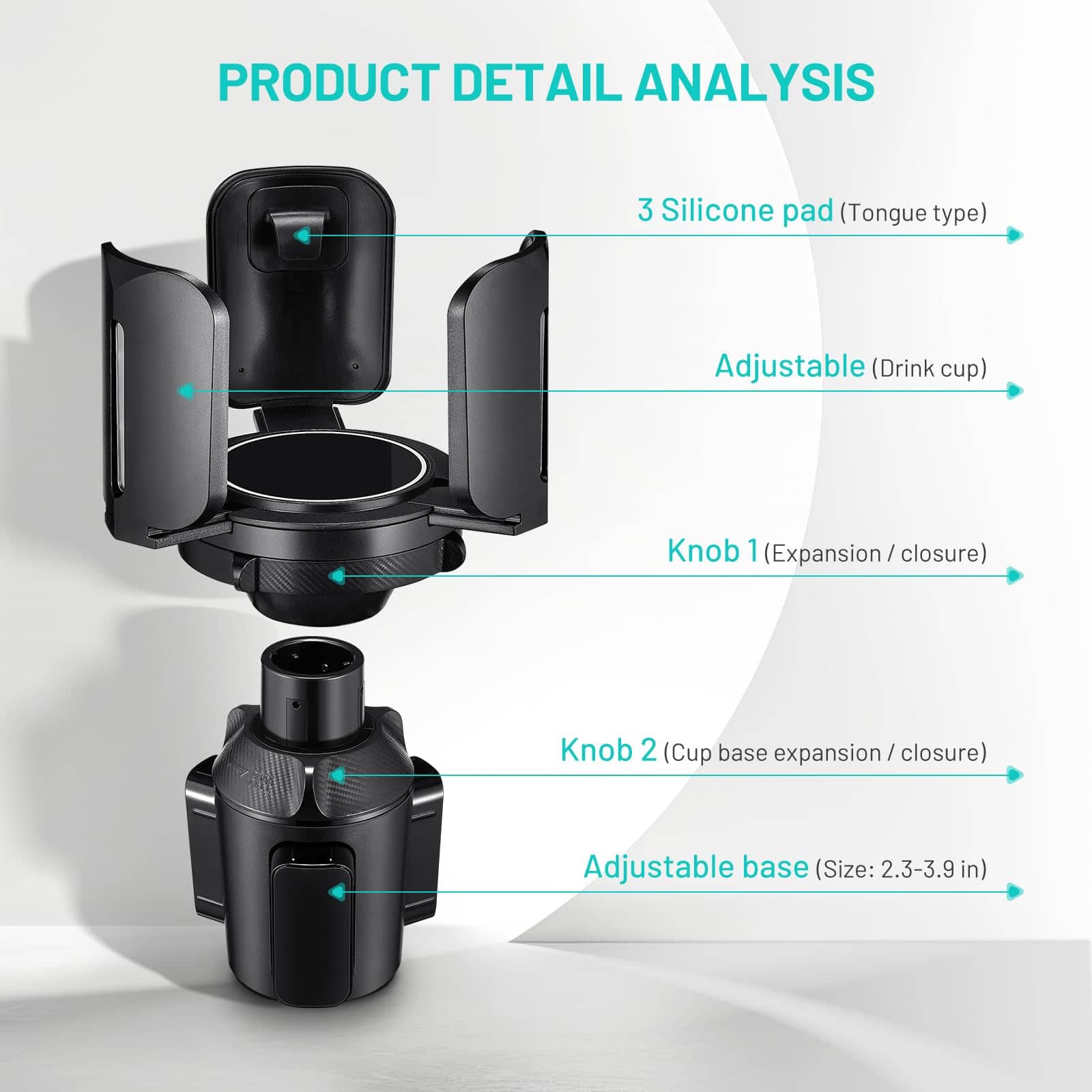 2 Pack Ampliador de Portavasos para Auto (Ajustable) Este - Imagen 3