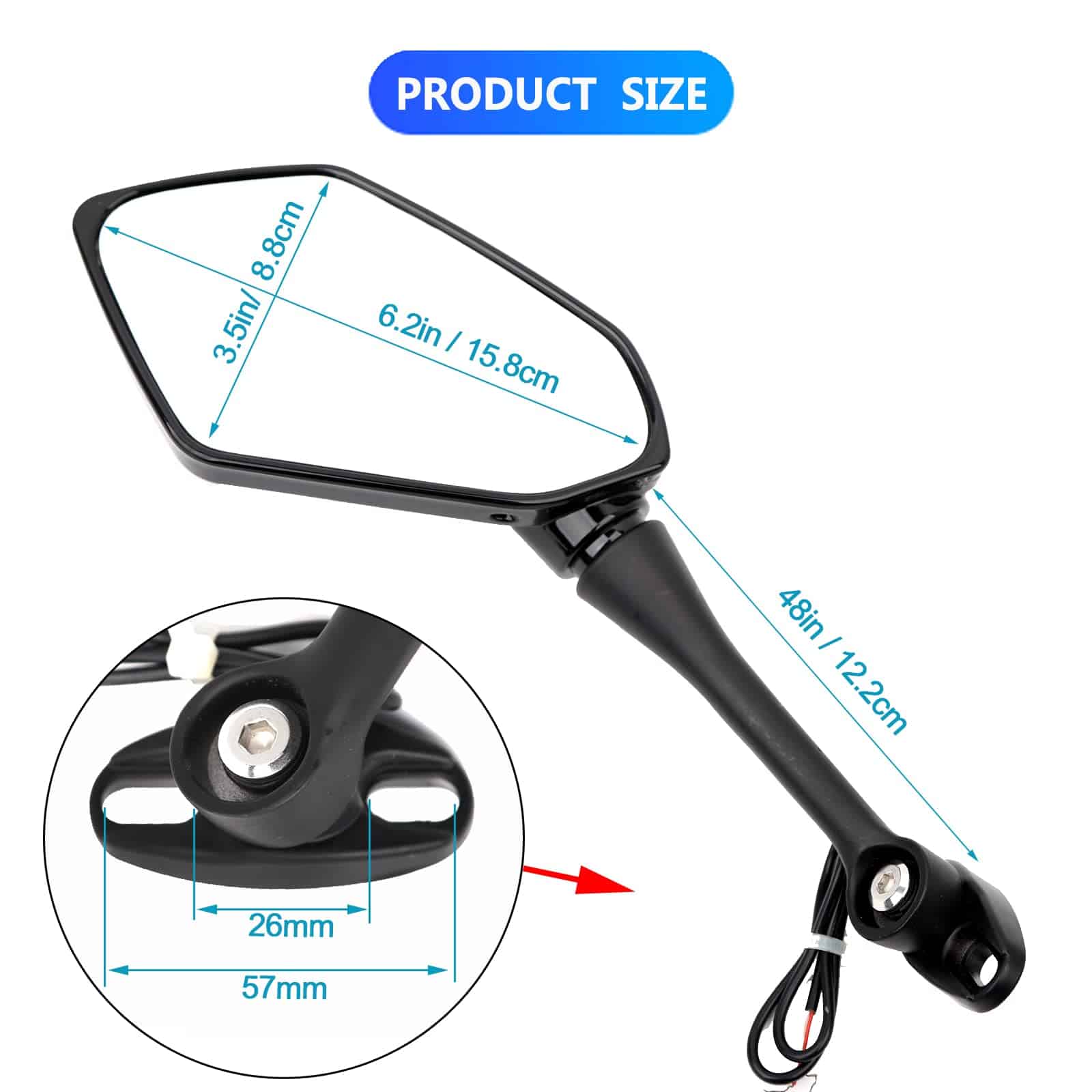 Espejos retrovisores LED para motocicleta Mokuo con flecha - Imagen 4