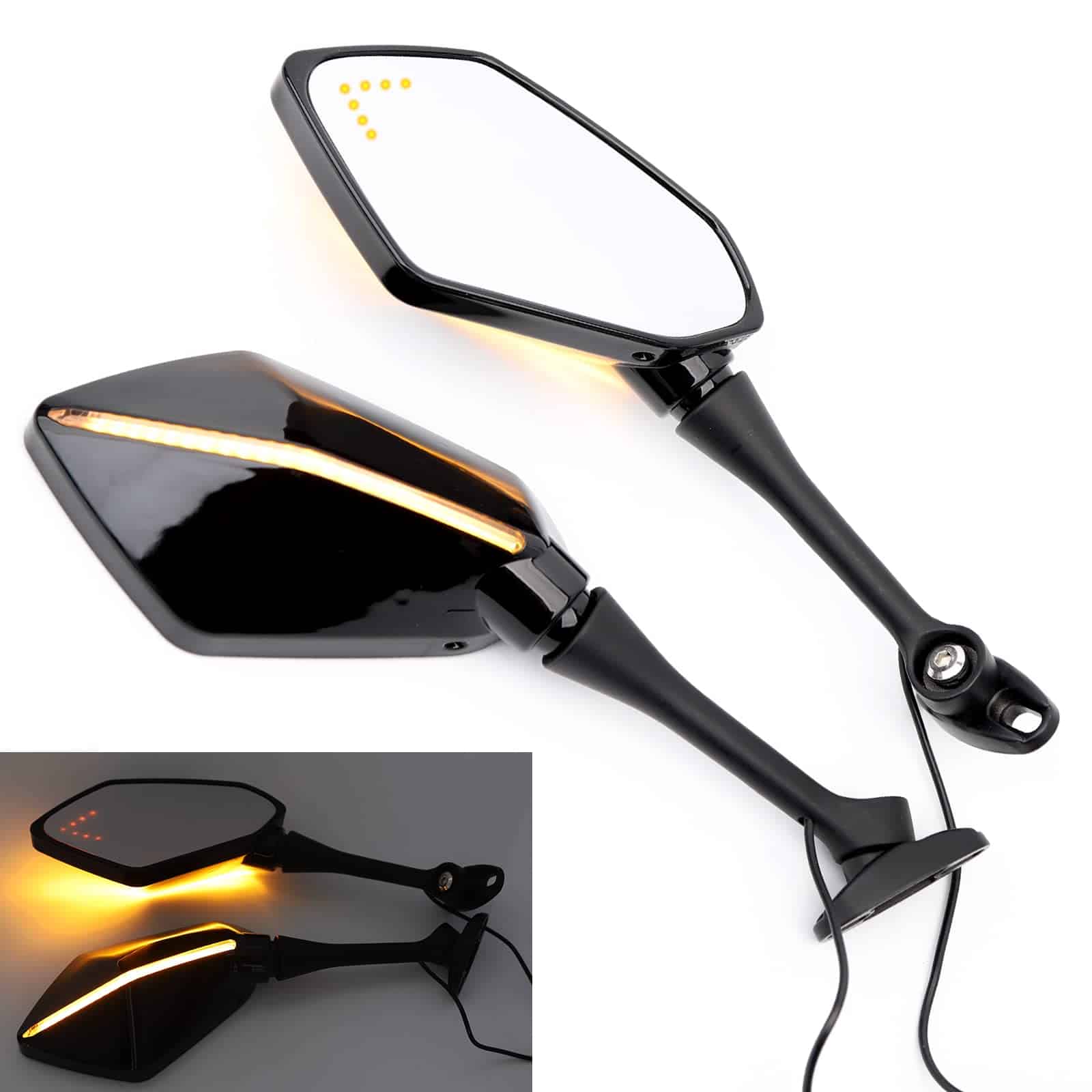 Espejos retrovisores LED para motocicleta Mokuo con flecha