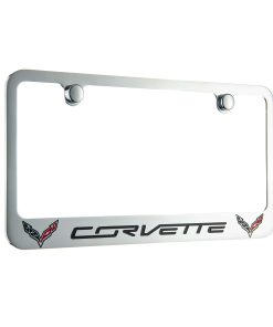 Porta placa de matrícula cromado con dos logotipos de