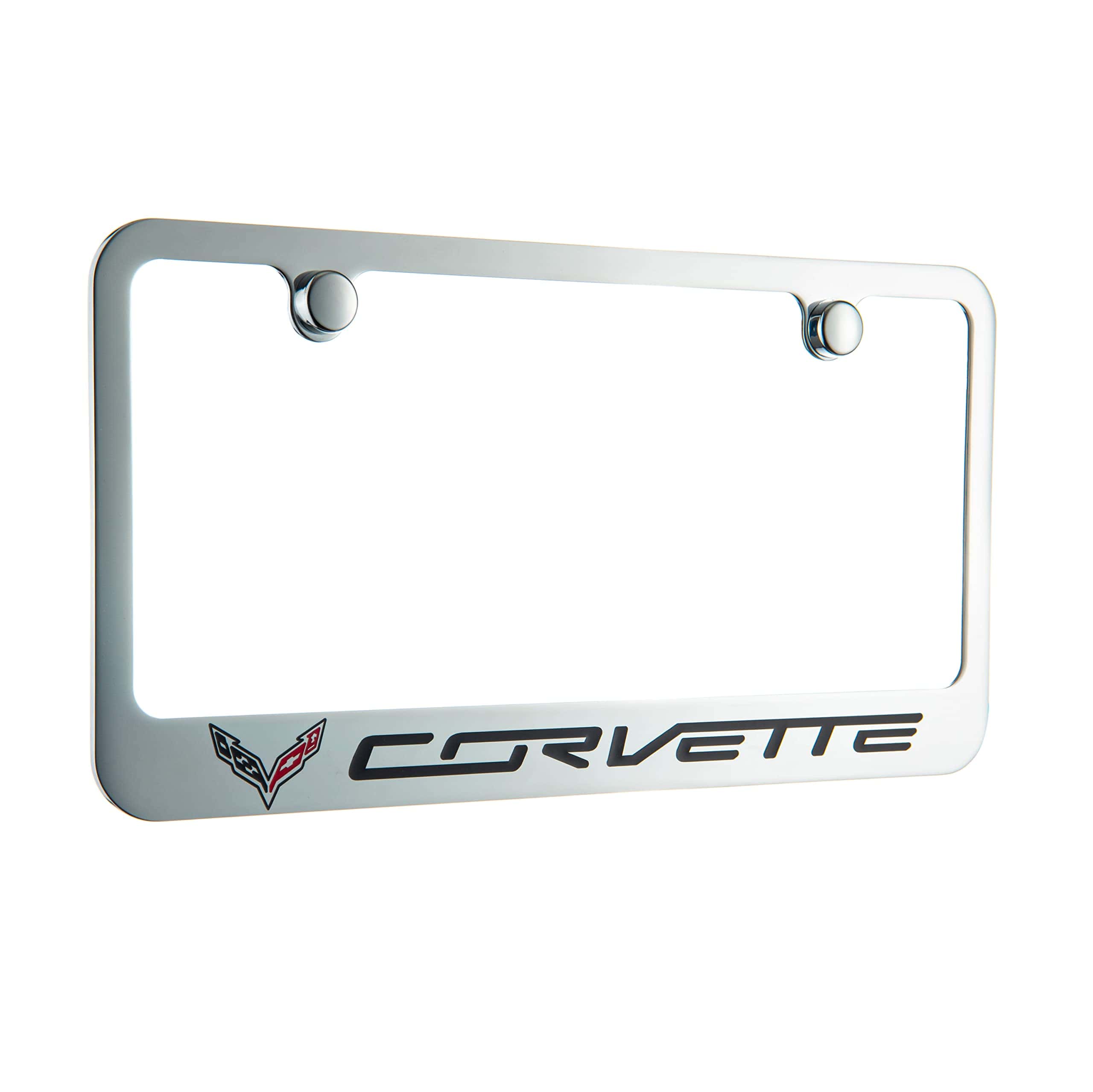 Porta placas de licencia Corvette C7 con un logo cromado,