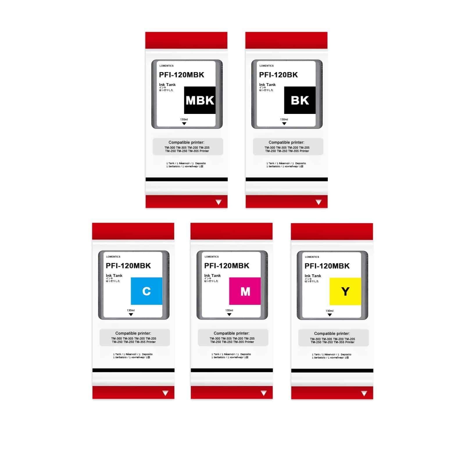 Tanque de tinta PFI-120 de 130 ml Compatible con PFI-120MBK