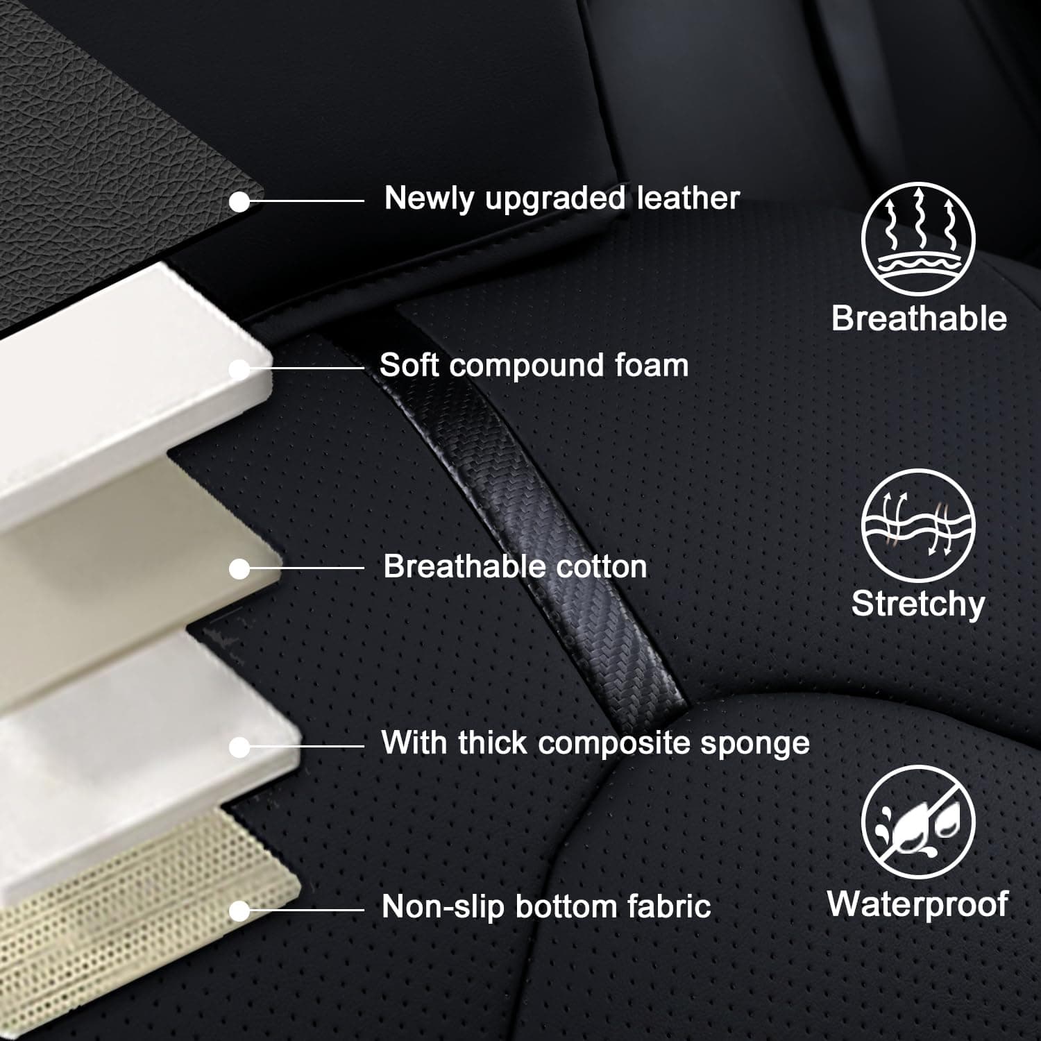 Funda de asiento compatible con Toyota -Negro - Imagen 5