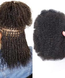 HAPPY&CC 100 por ciento Pelo Humano Rizado Afro para