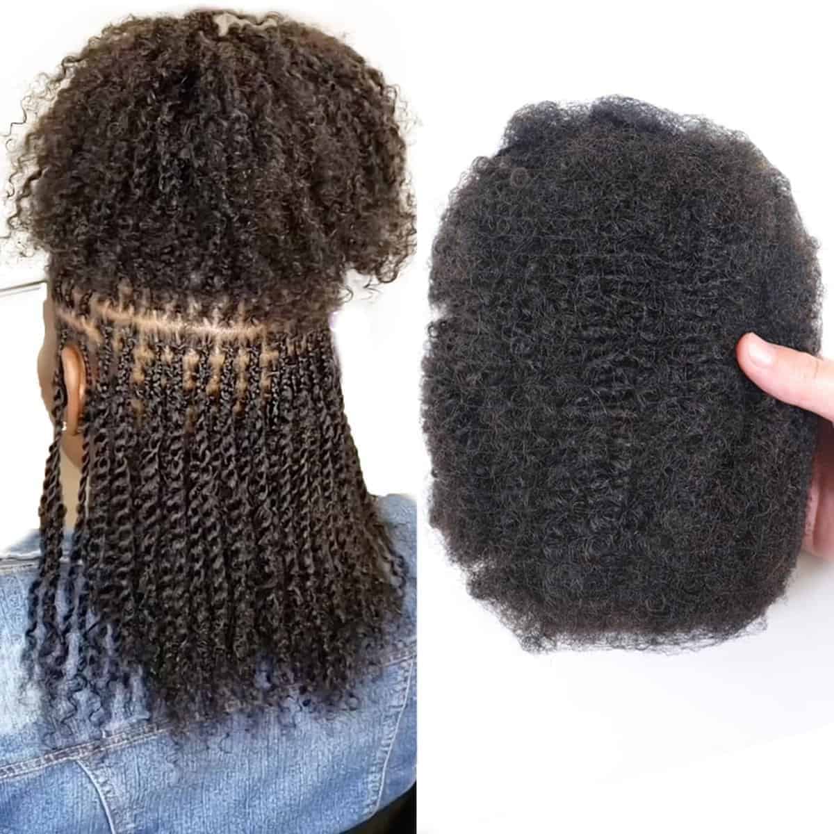 HAPPY&CC 100 por ciento Pelo Humano Rizado Afro para