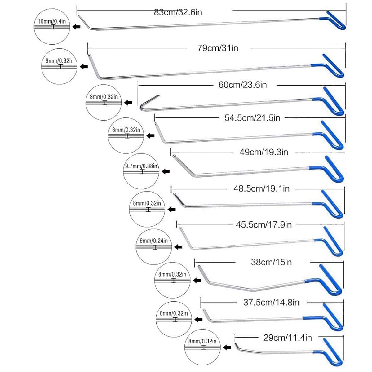 LadyRosian 28PCS Kit de Barras de Reparación de Abolladuras - Imagen 4