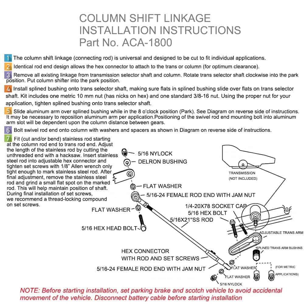 JHACM ACA-1800 Kit de Enlace de Cambio de Columna Ajustable - Imagen 4